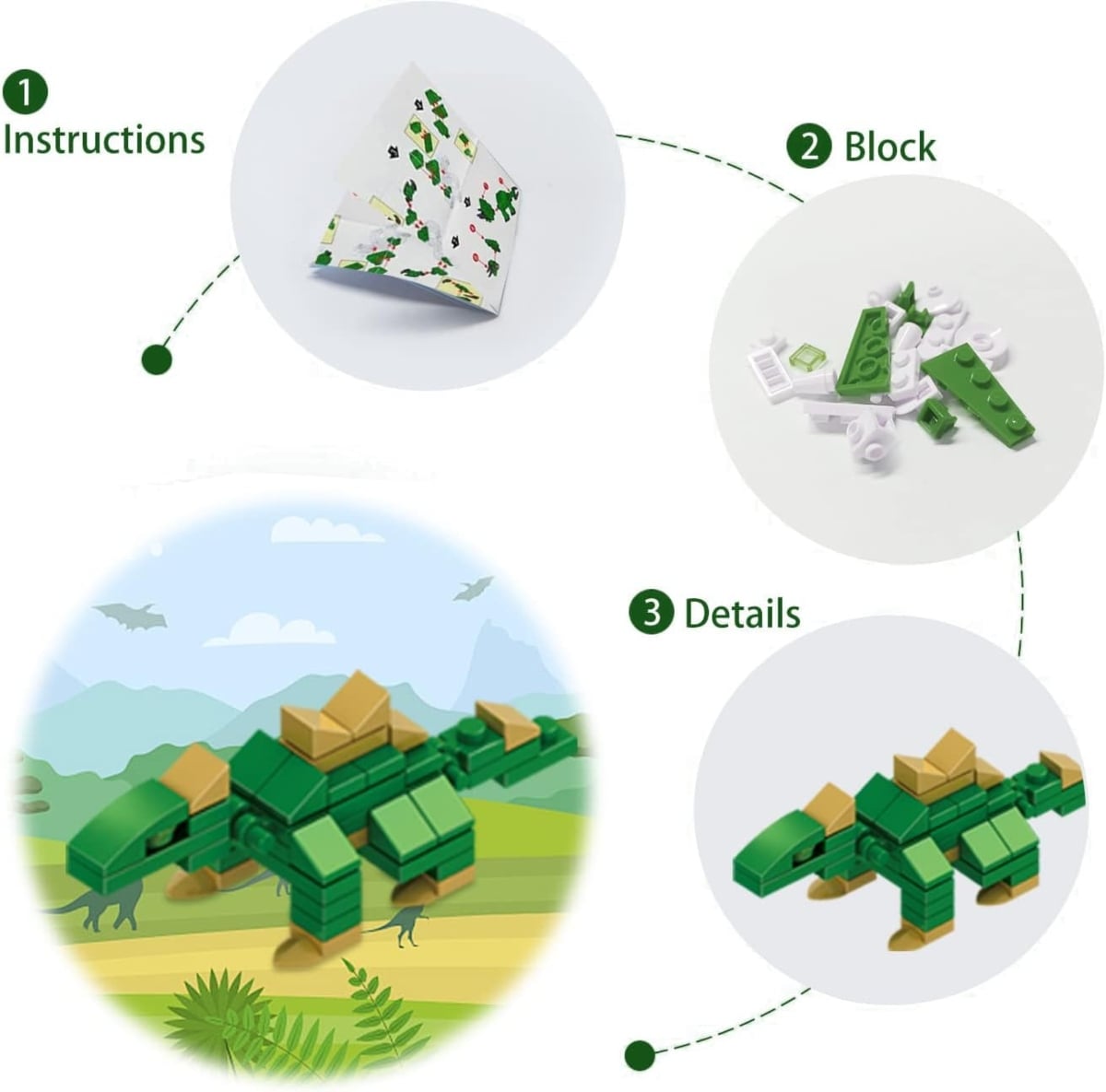 JUEGOS DE BLOQUES DE CONSTRUCCIÓN DE MINI DINOSAURIOS 6 EN 1 - 3