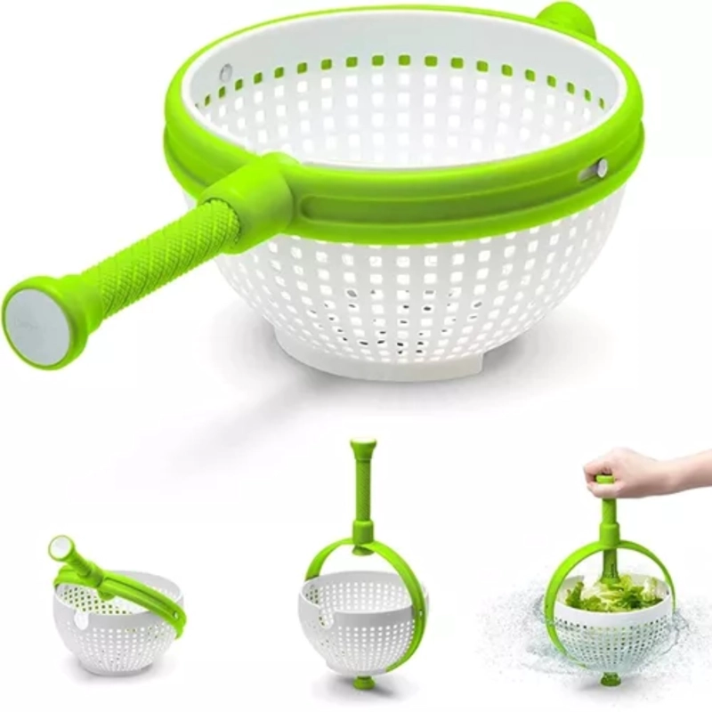 COLADOR LAVADOR MULTIUSO DE VERDURAS GIRATORIO PLEGABLE CON ASA - 1