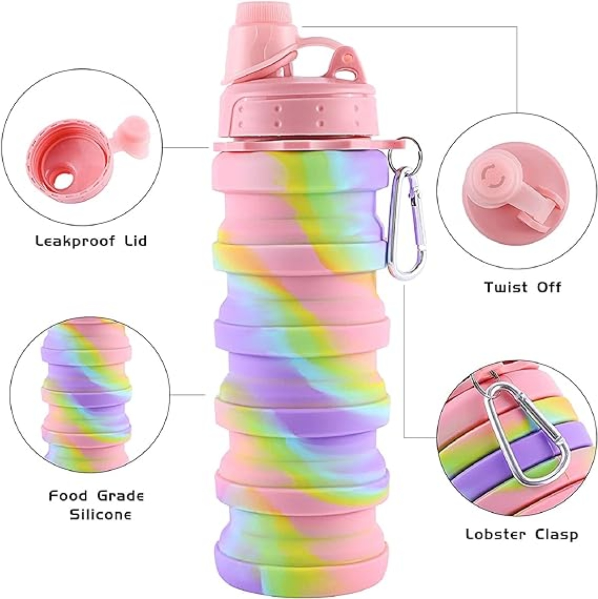 BOTELLA DE AGUA DEPORTIVA DE SILICONA PLEGABLE - 2