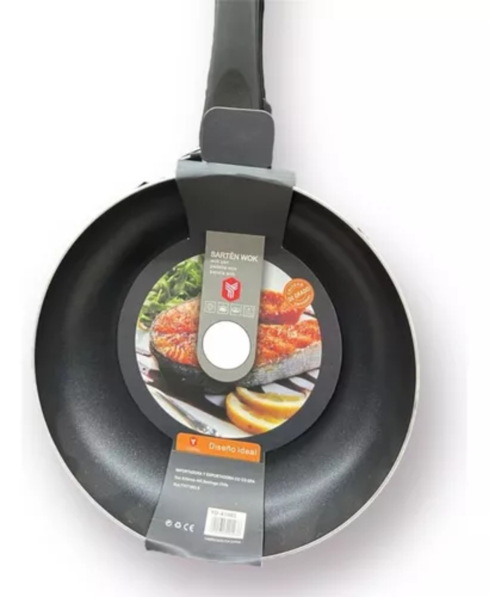 SARTÉN WOK DE 30 CM NEGRO ANTIADHERENTE - 1
