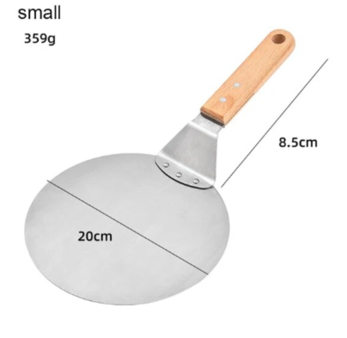 ESPÁTULA PALA REDONDA PARA PIZZA ACERO INOXIDABLE 20,5CM - 2