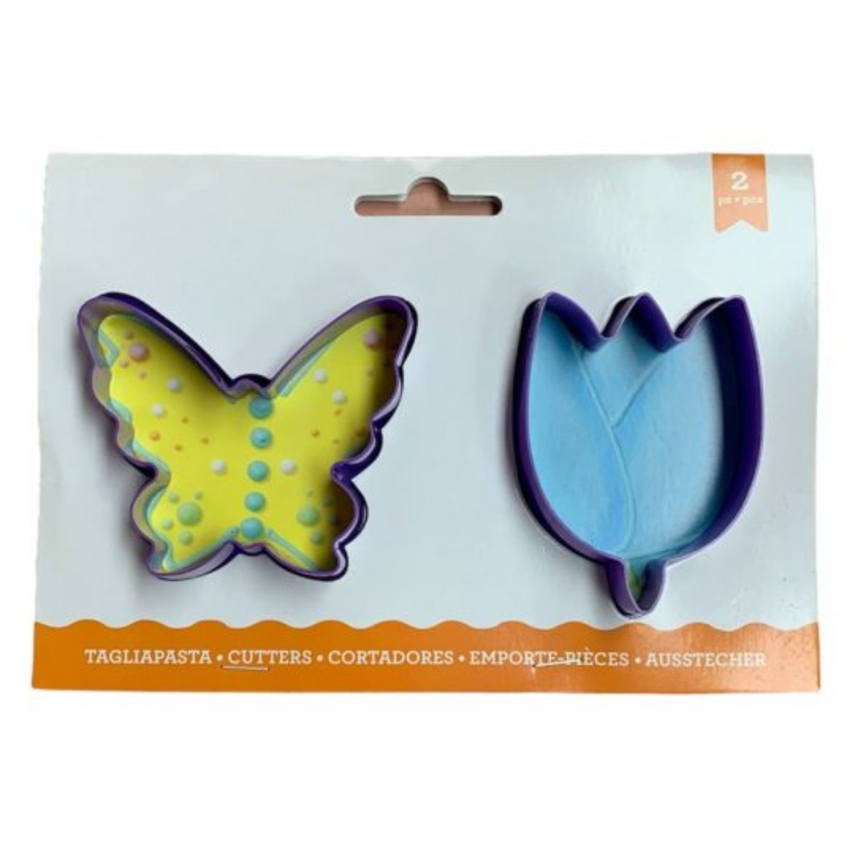 SET 02 MOLDES CORTADOR GALLETAS CON FORMA DE FLOR Y MARIPOSA - 1
