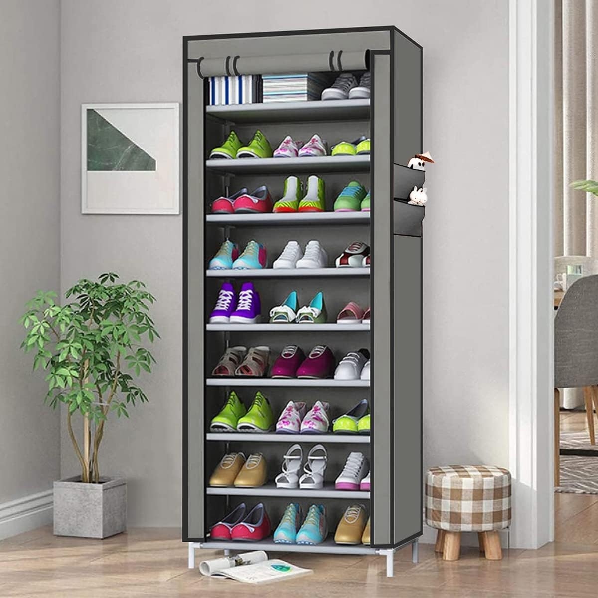 ORGANIZADOR 9 NIVELES ZAPATERO ESTANTERÍA APILABLE 58X30X158CM - 1