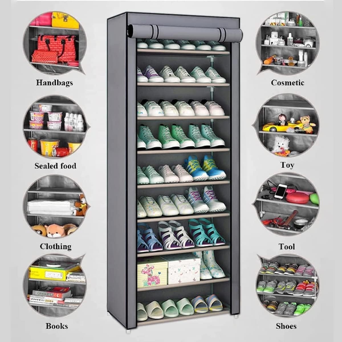 ORGANIZADOR 9 NIVELES ZAPATERO ESTANTERÍA APILABLE 58X30X158CM - 2