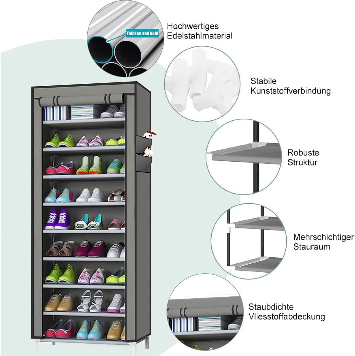 ORGANIZADOR 9 NIVELES ZAPATERO ESTANTERÍA APILABLE 58X30X158CM - 3