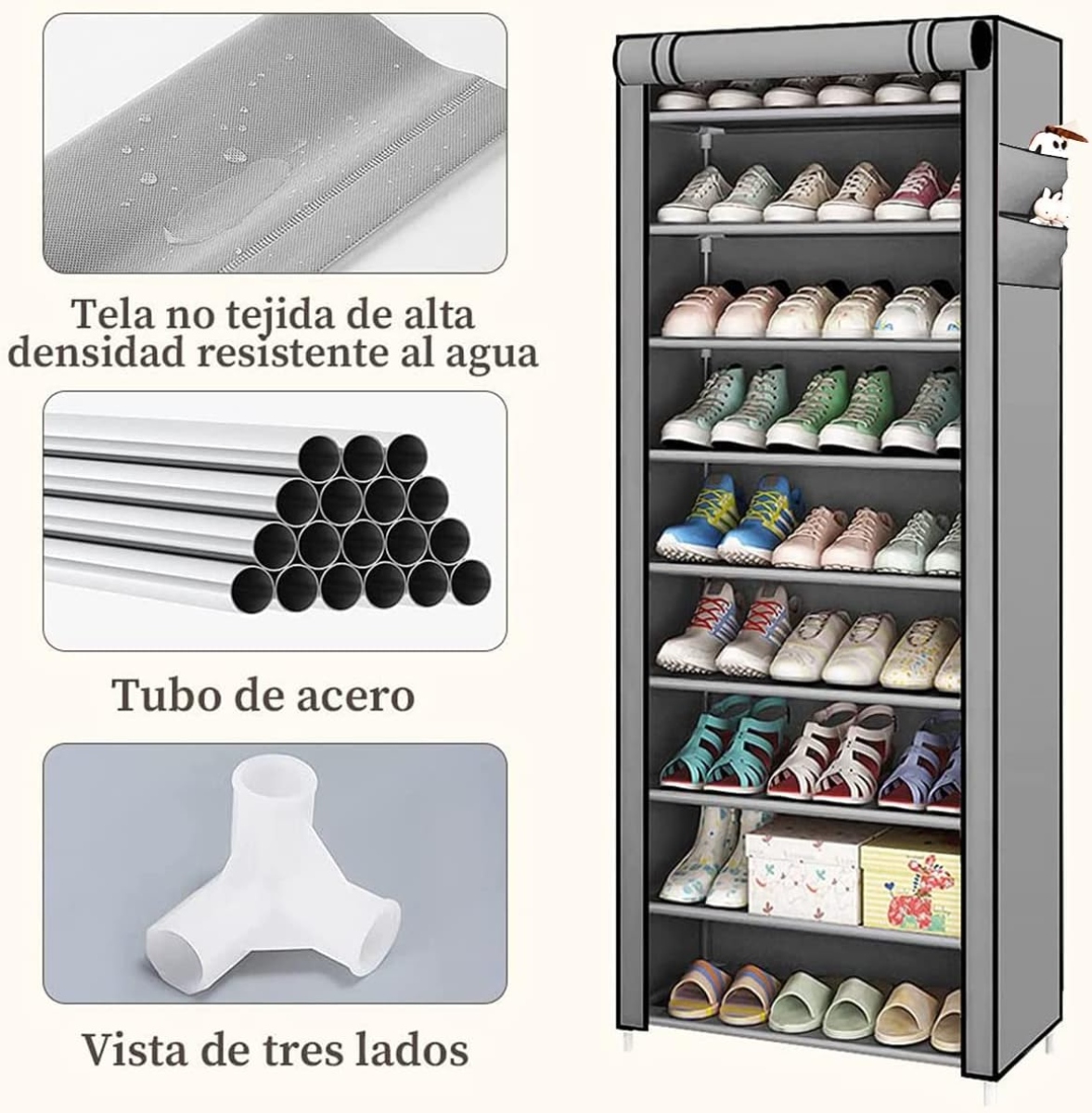 ORGANIZADOR 9 NIVELES ZAPATERO ESTANTERÍA APILABLE 58X30X158CM - 4