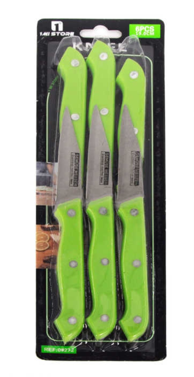 SET 6 CUCHILLOS DE ACERO MANGO ACRÍLICO VERDE - 1