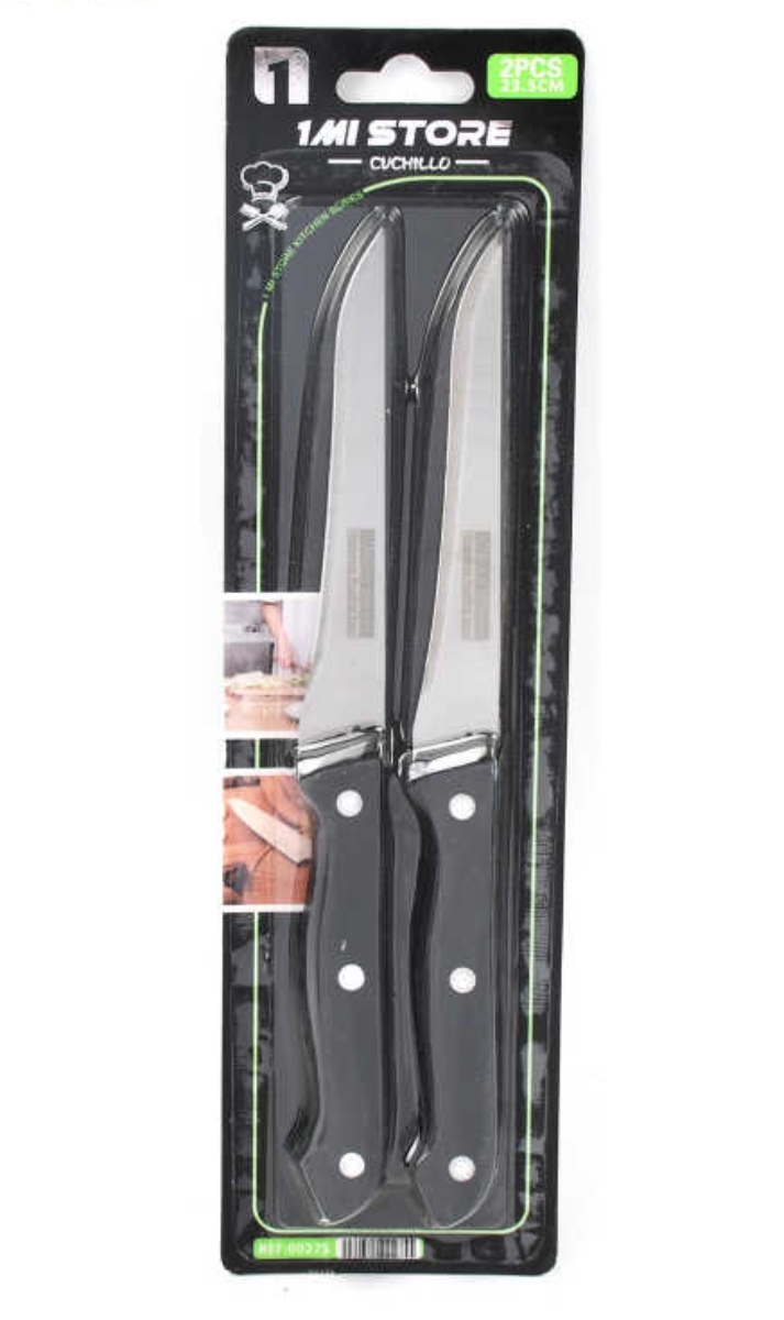 SET 4 CUCHILLOS DE ACERO MANGO ACRÍLICO NEGRO - 1