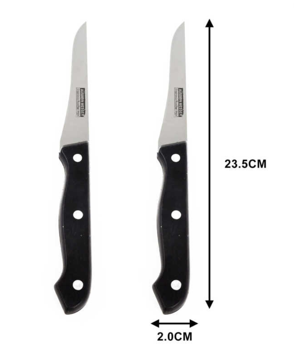 SET 4 CUCHILLOS DE ACERO MANGO ACRÍLICO NEGRO - 2