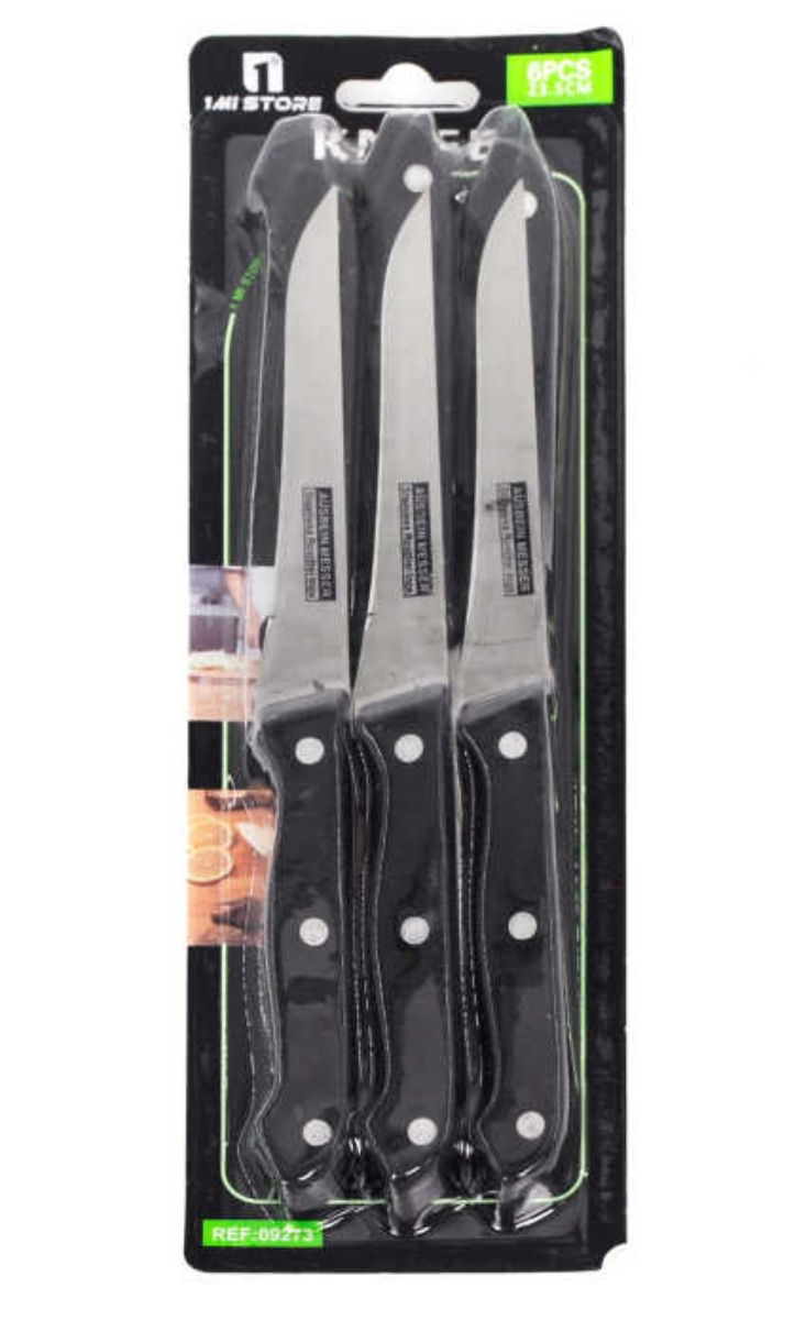SET 6 CUCHILLOS DE ACERO MANGO ACRÍLICO NEGRO - 1