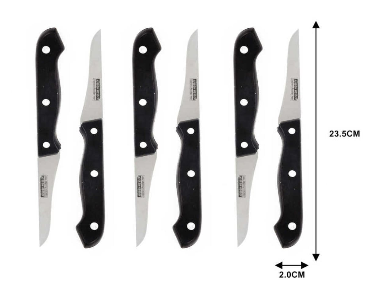 SET 6 CUCHILLOS DE ACERO MANGO ACRÍLICO NEGRO - 2