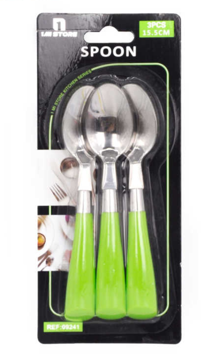 SET 3 CUCHARAS DE ACERO MANGO ACRÍLICO - 1