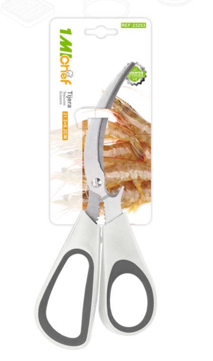 TIJERAS DE COCINA MULTIUSOS AFILADAS PELADOR DE CAMARONES Y MARISCOS - 1