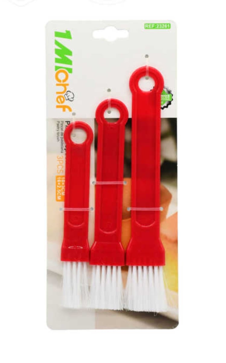 SET 3 BROCHAS DE COCINA Y REPOSTERIA ROJO