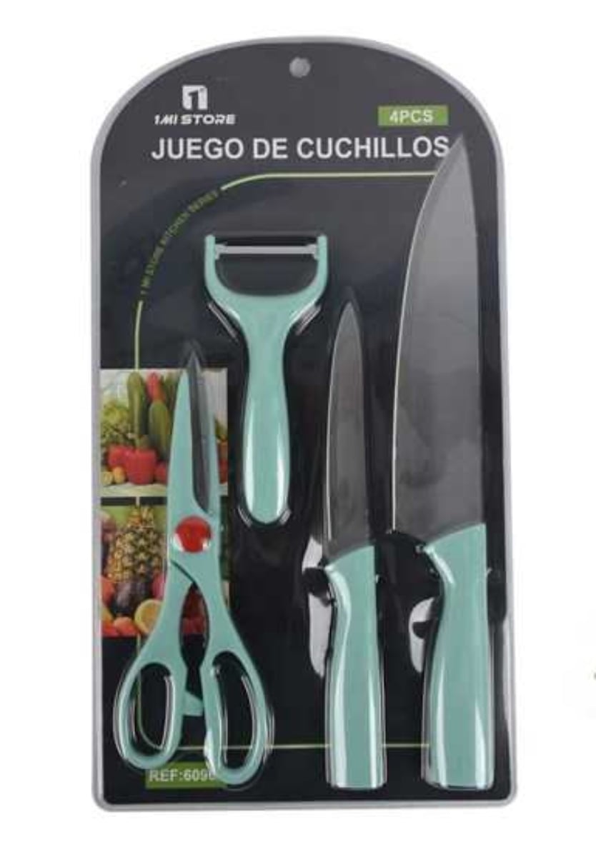JUEGO DE CUCHILLOS PELADOR Y TIJERAS 4 PIEZAS - 1