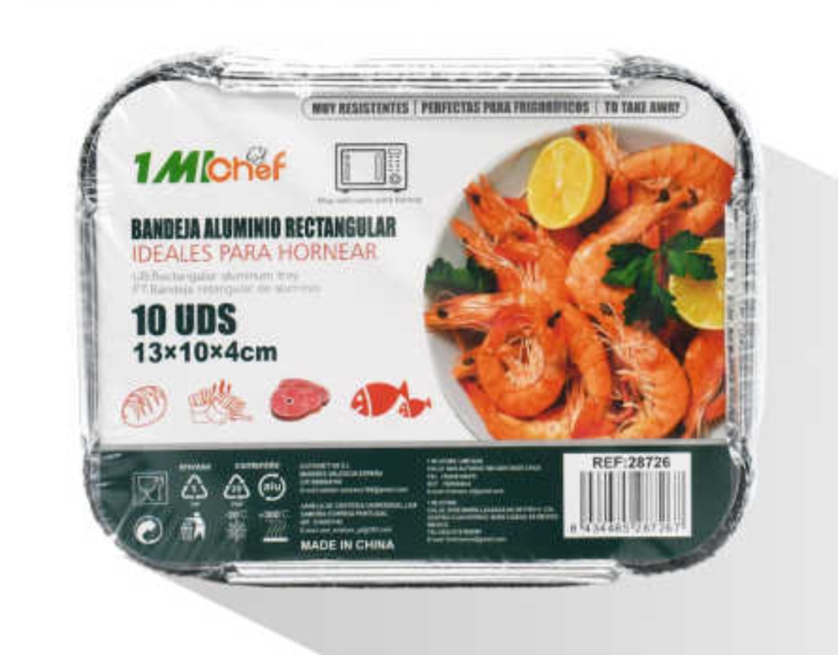 SET 20 BANDEJAS ALUMINIO RECTANGULAR PARA HORNEAR 13X10X4CM