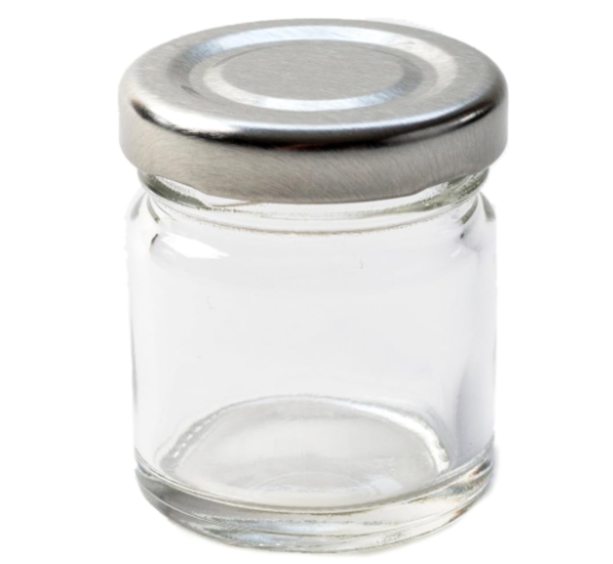 SER 4 FRASCOS DE VIDRIO TRANSPARENTES CON TAPA METÁLICA - 1