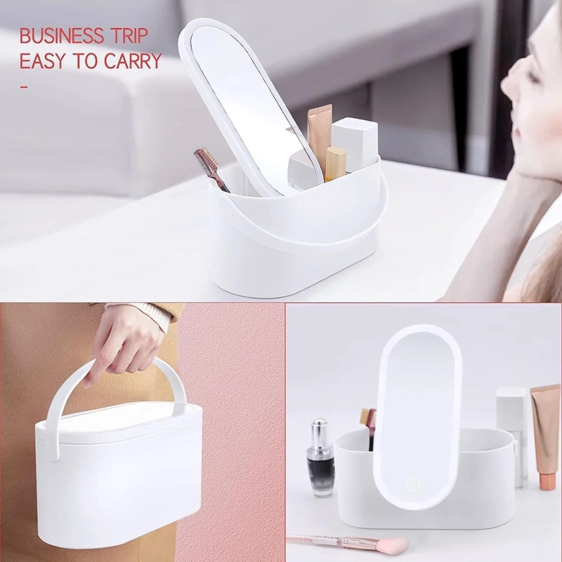 CAJA ORGANIZADOR DE MAQUILLAJE PORTÁTIL CON ESPEJO - 2