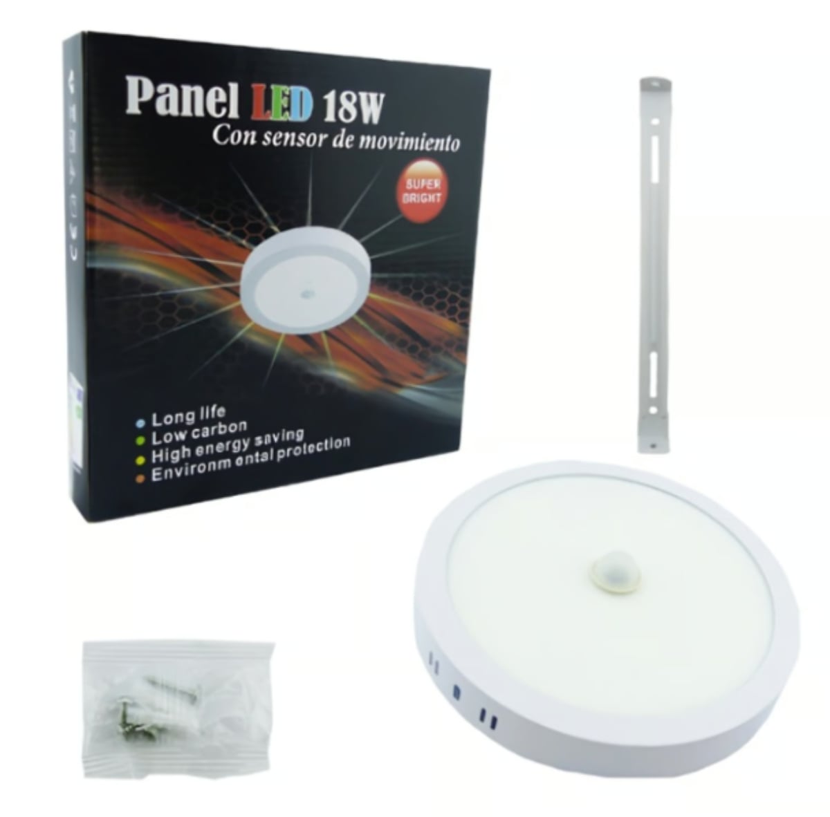 FOCO LED PANEL 18 WATT C/SENSOR REDONDO SOBREPUESTO LUZ FRIA - 1