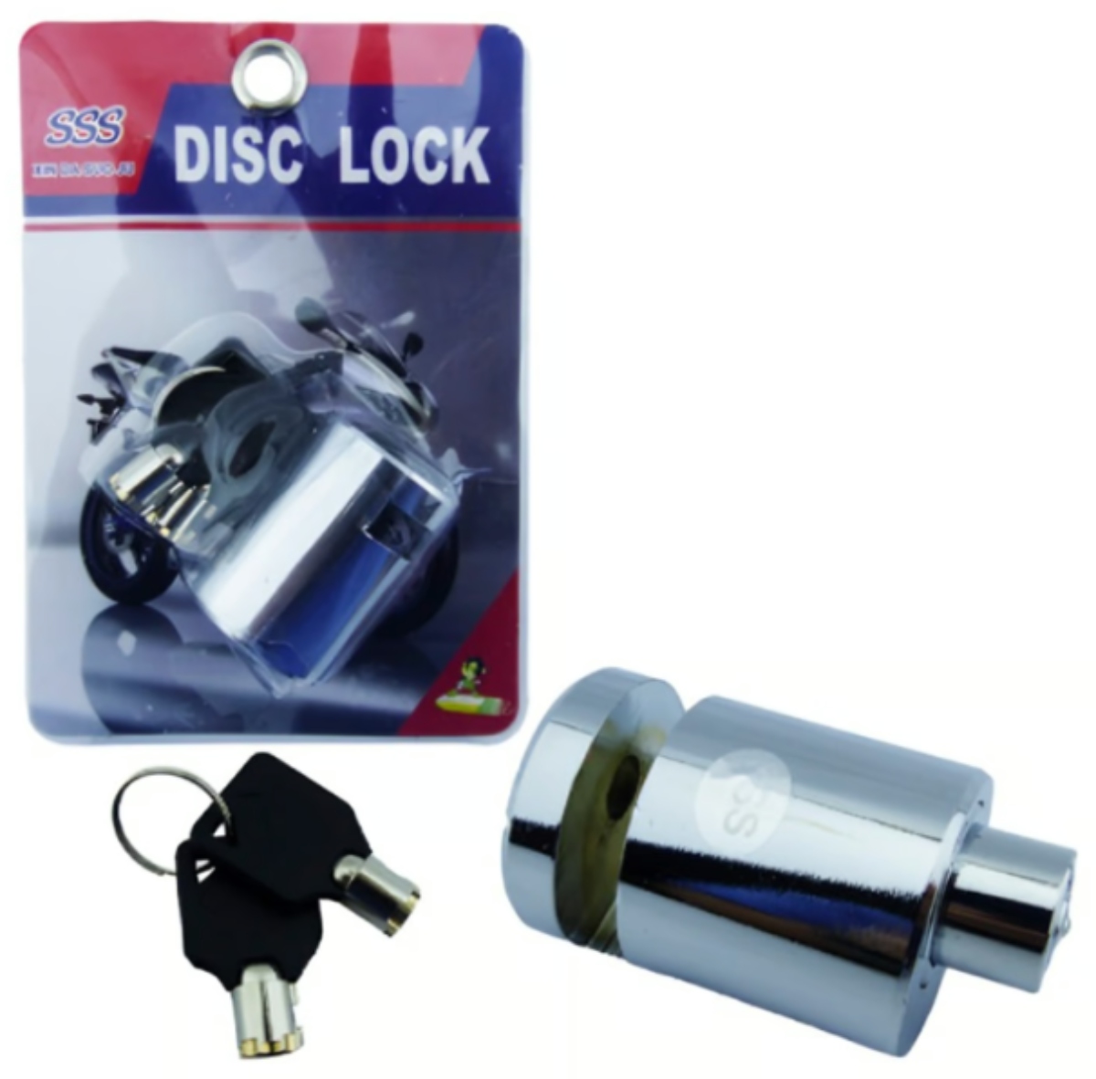 CANDADO FRENO DISCO MINI REDONDO CROMADO CON 2 LLAVES - 1