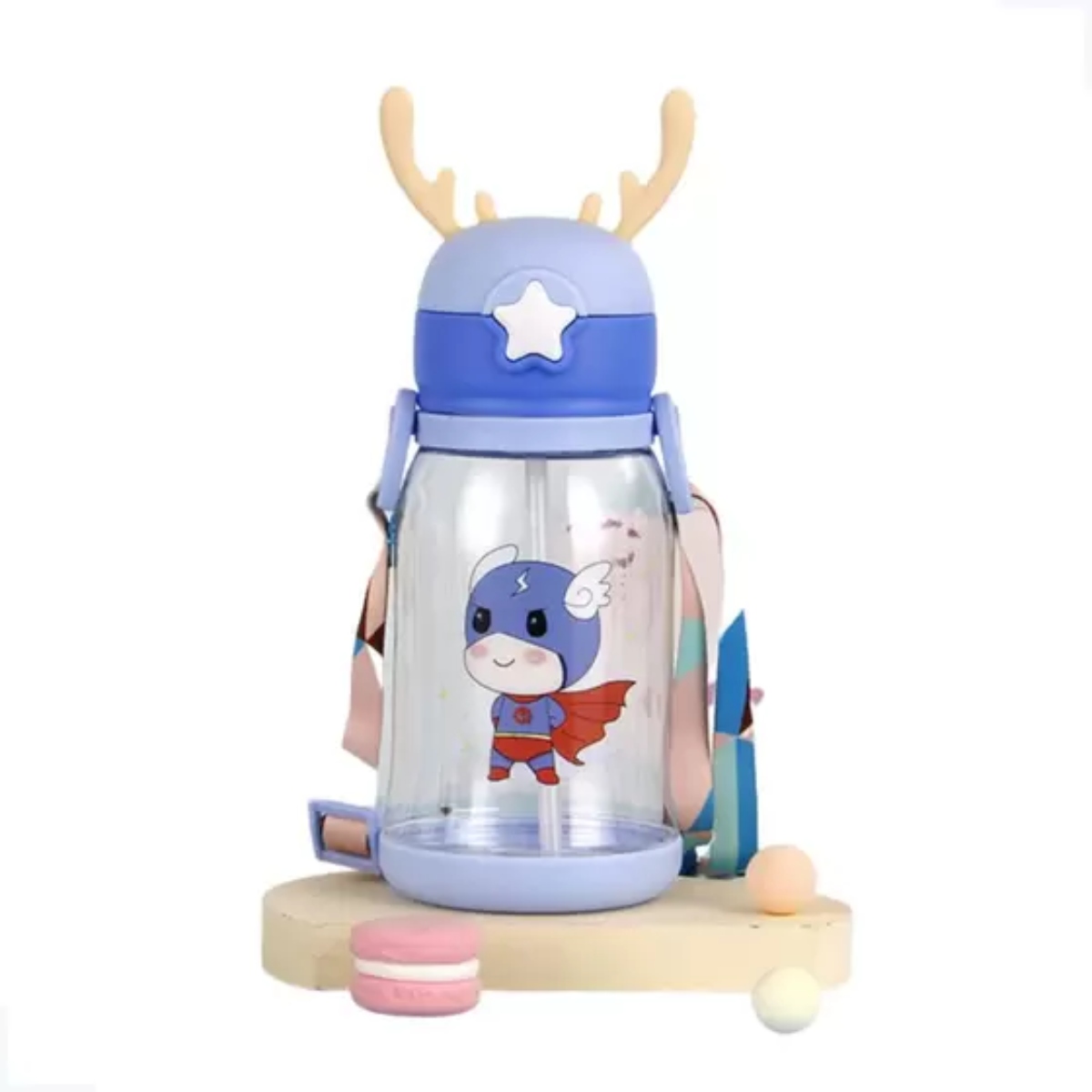 BOTELLA VASO AGUA INFANTIL PARA NIÑOS CON CORREA - 1