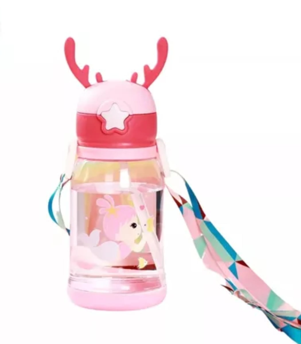 BOTELLA VASO AGUA INFANTIL PARA NIÑOS CON CORREA - 1