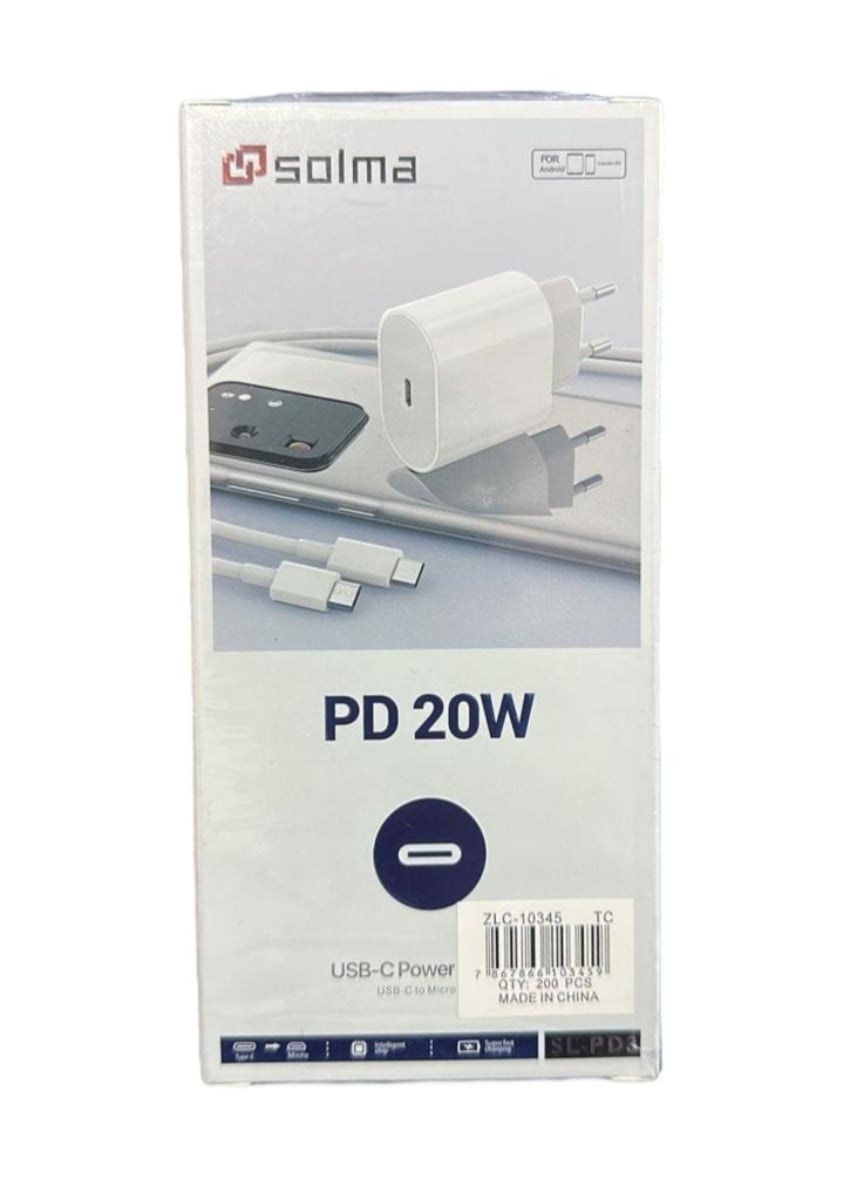 CARGADOR Y CABLE PARA CELULAR USB-C CARGA 2.0 TIPO-C - 1