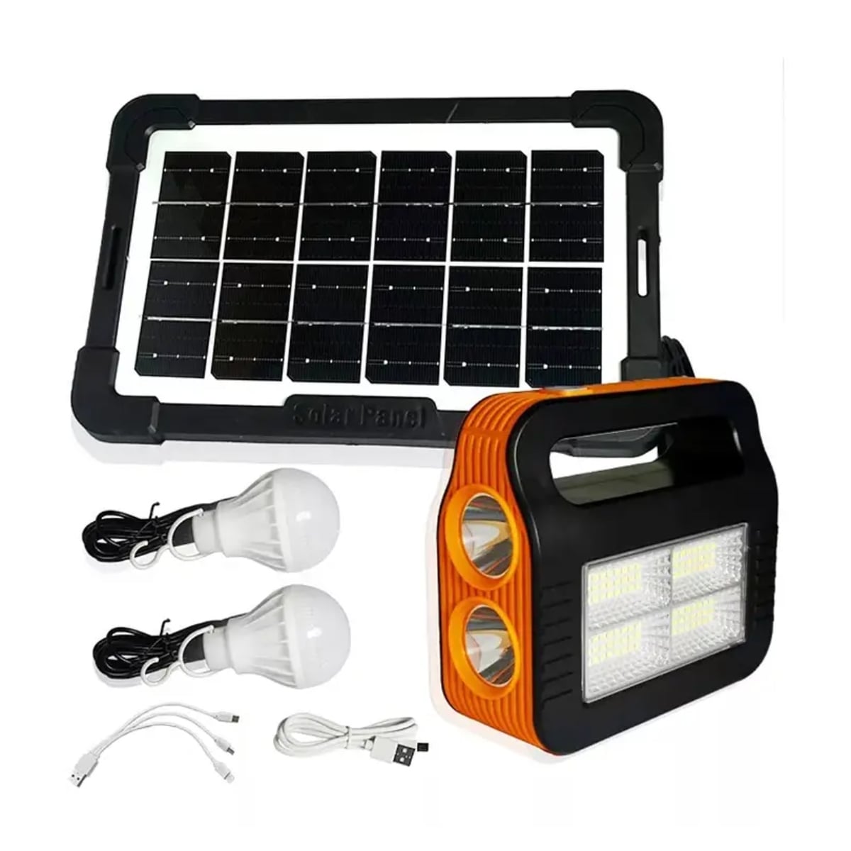 KIT SOLAR DE EMERGENCIA CAMPING USB + 2 AMPOLLETAS - 1