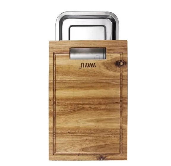 TABLA MADERA  BANDEJA DE ACERO WAYU - 1