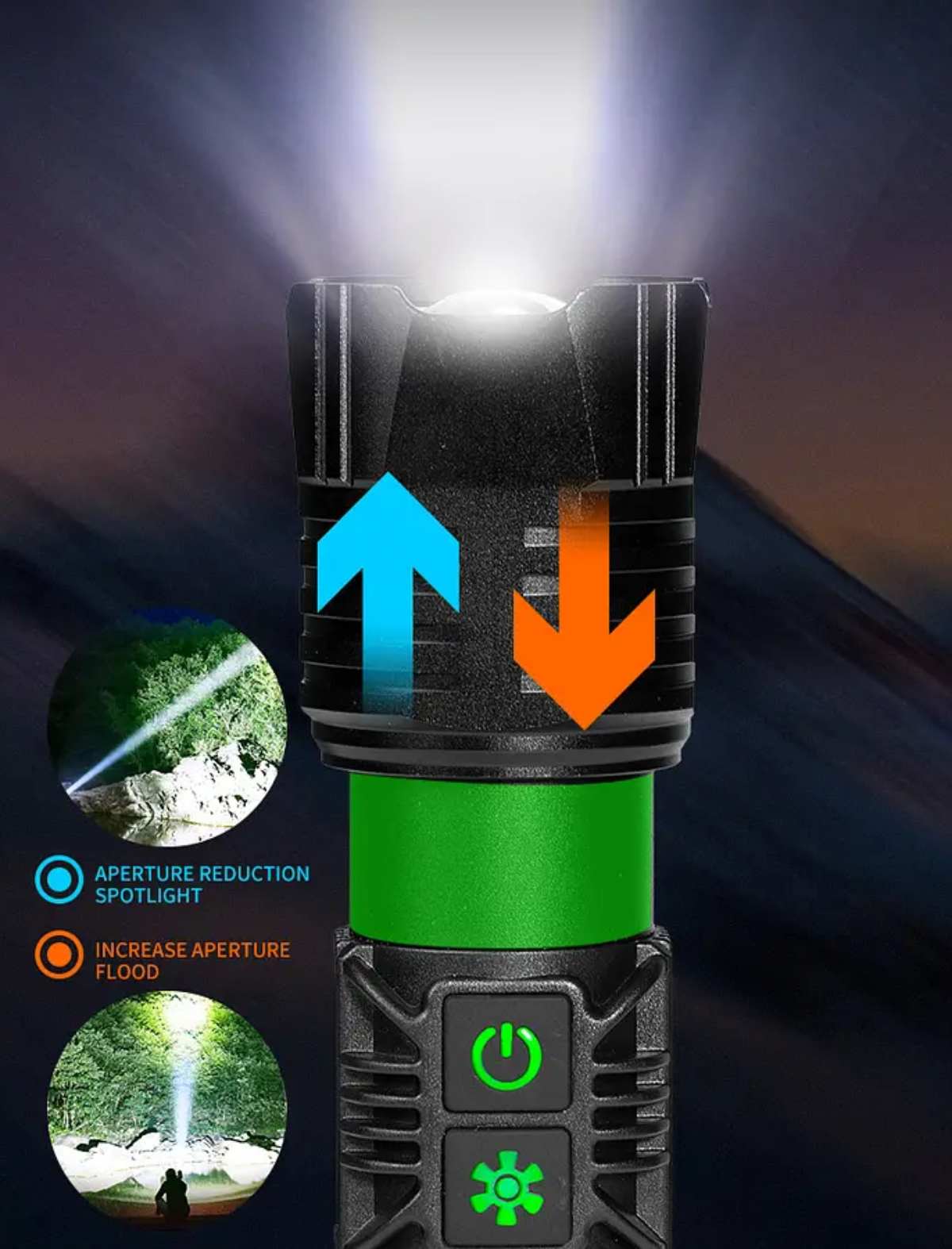 LINTERNA TACTICA LED 30W ALTA POTENCIA CON LUCES LATERALES - 3