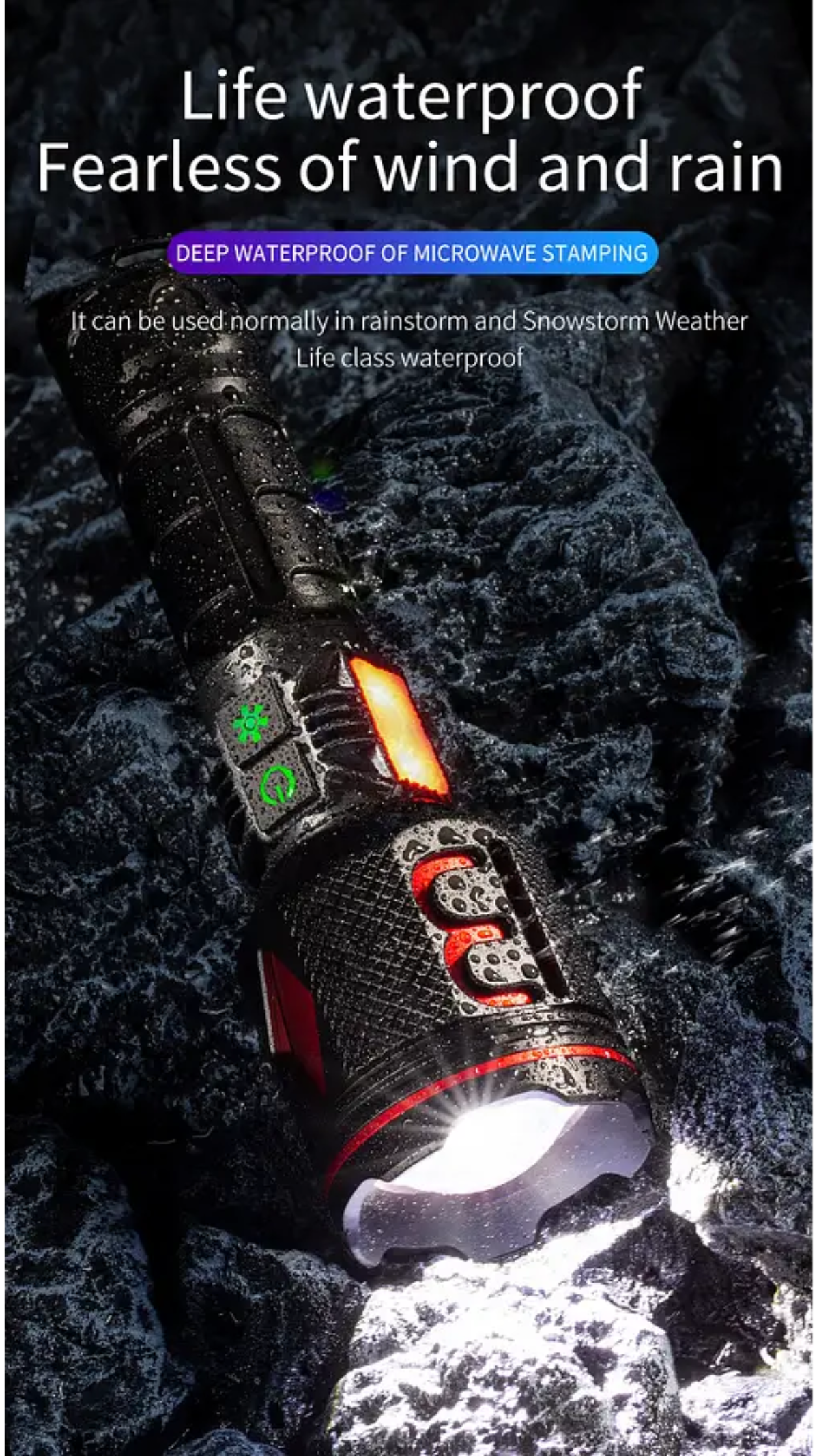 LINTERNA TACTICA LED 30W ALTA POTENCIA CON LUCES LATERALES - 4
