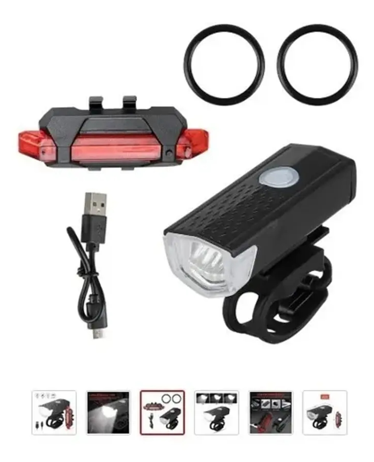 SET LUCES BICICLETA DELANTERA Y TRASERA RECARGABLE POR USB - 2