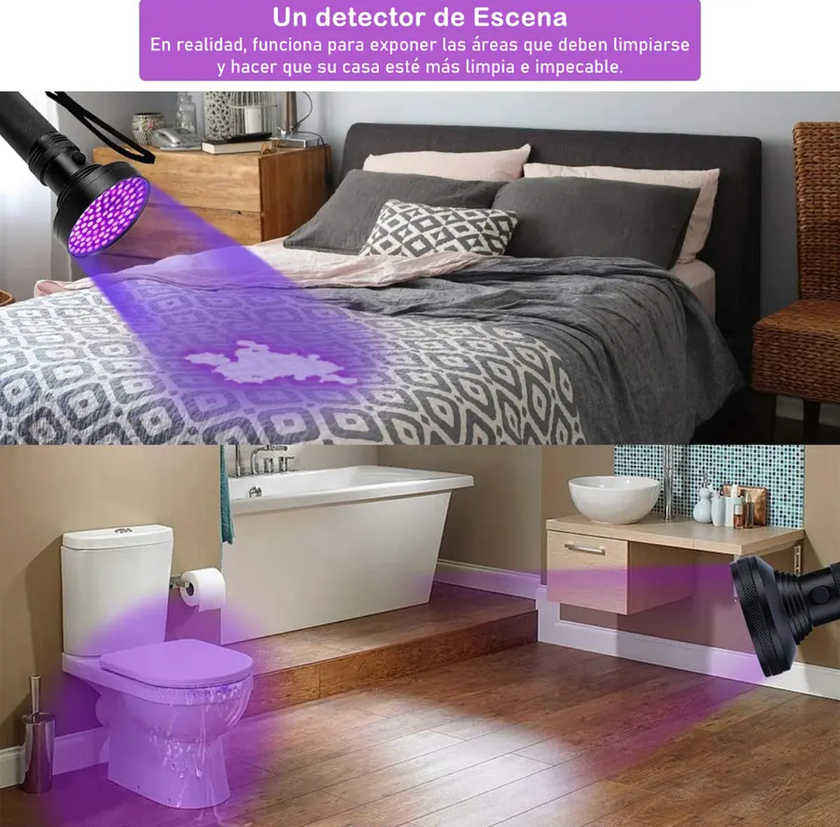 LINTERNA ULTRAVIOLETA 100 LED UV USA PILAS MÚLTIPLES USOS - 4