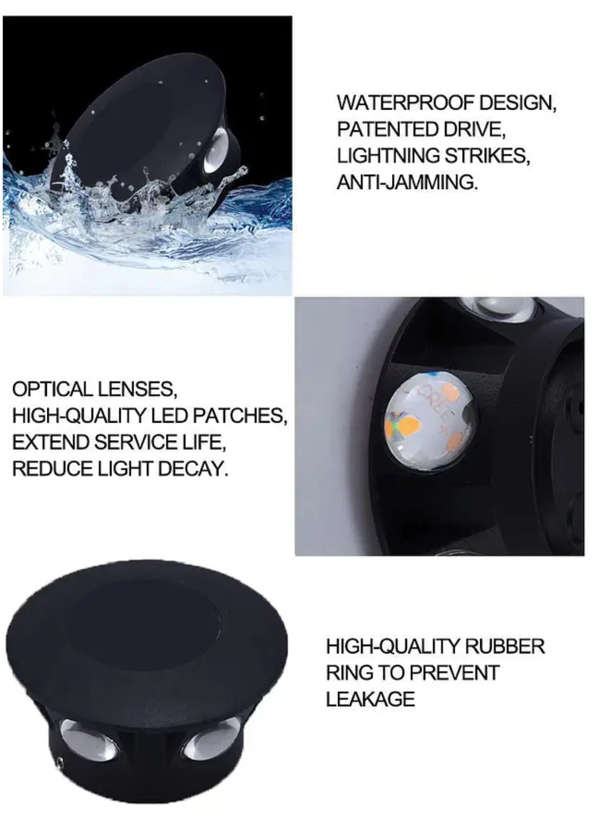 FOCO LED REDONDO EXTERIOR INTERIOR APLIQUE DE PARED 6 LED - 2