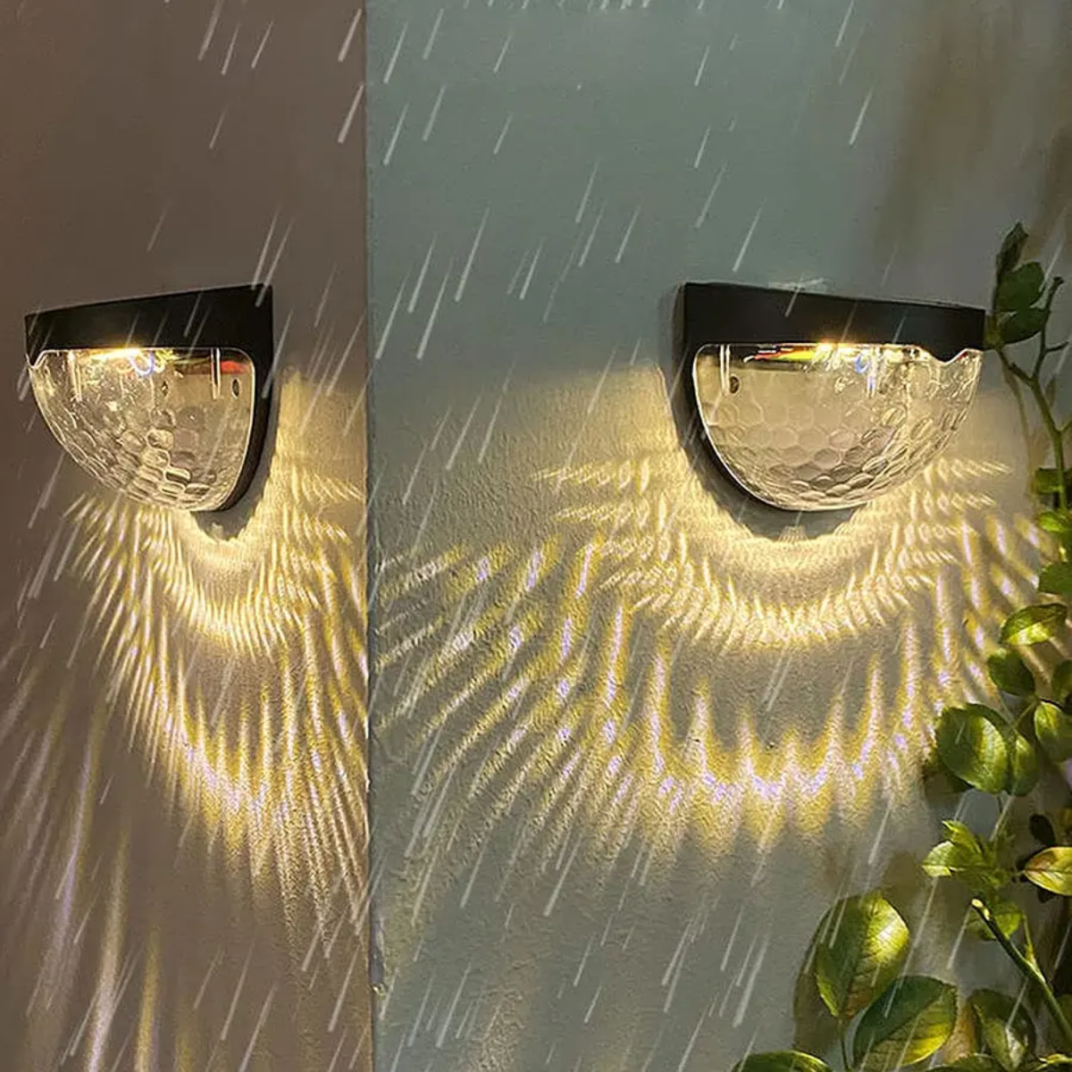 PACK 2 APLIQUE FOCO SOLAR 6 LED DECORACIÓN EXTERIOR ELEGANTE - 6