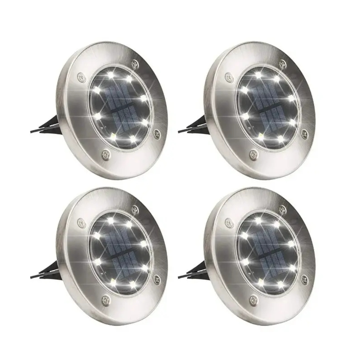 PACK X4 LUZ SOLAR 8 LED CON ESTACA EXTERIOR JARDIN - 1