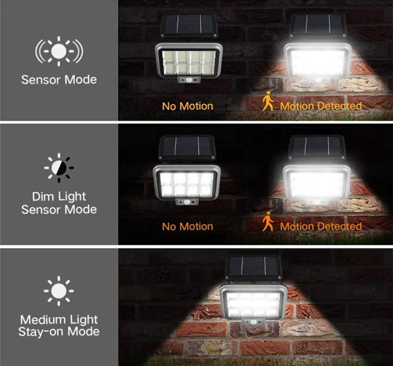 FOCO LED LUZ CON PANEL SOLAR SENSOR DE MOVIMIENTO EXTERIOR - 5
