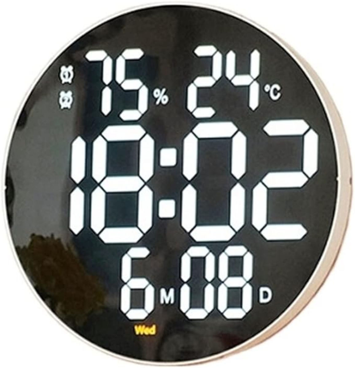RELOJ CIRCULAR DE PARED DIGITAL LED 12/24 HORAS SEMANA FECHA TEMPERATURA - 2
