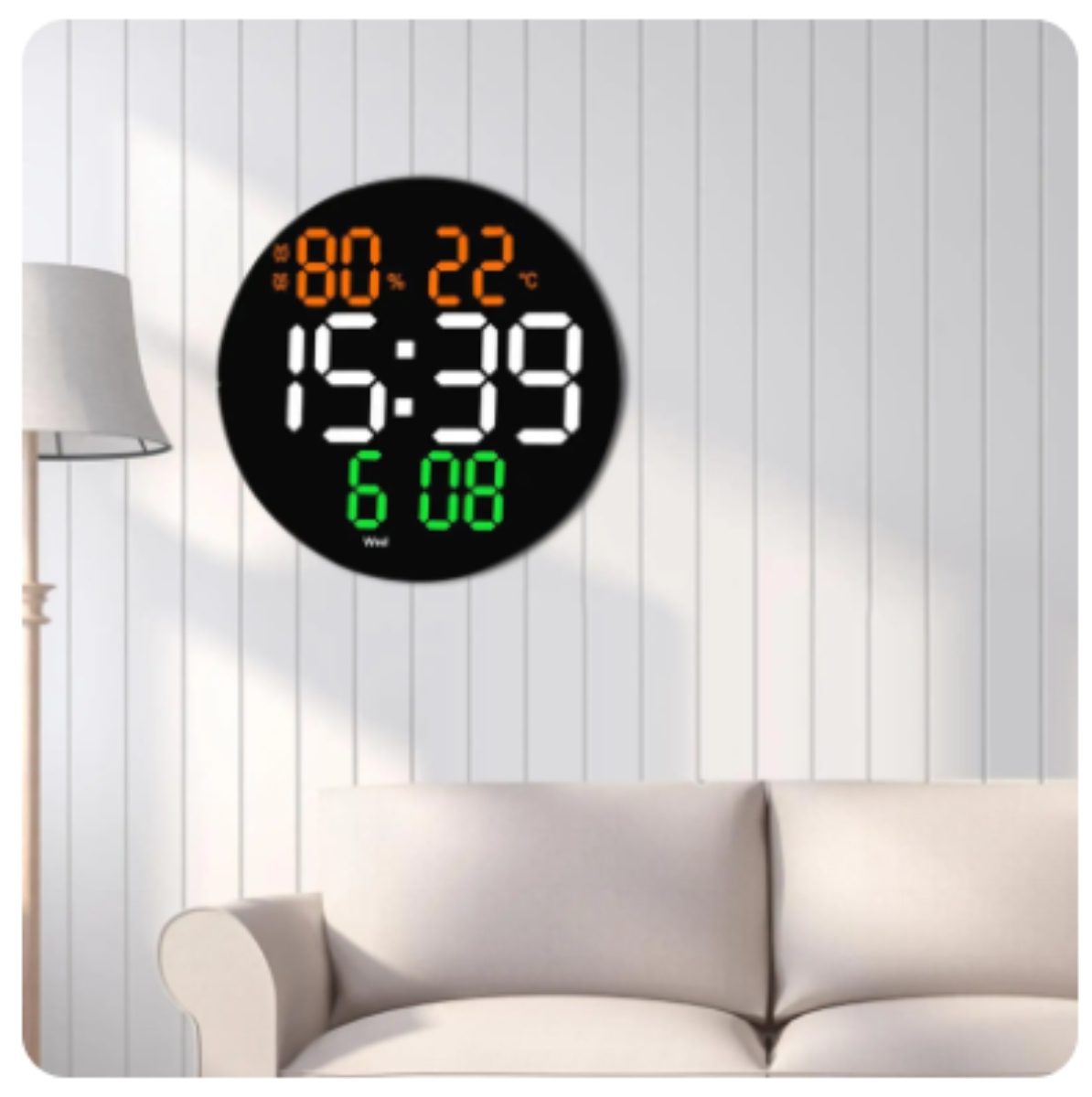RELOJ CIRCULAR DE PARED DIGITAL LED 12/24 HORAS SEMANA FECHA TEMPERATURA - 3