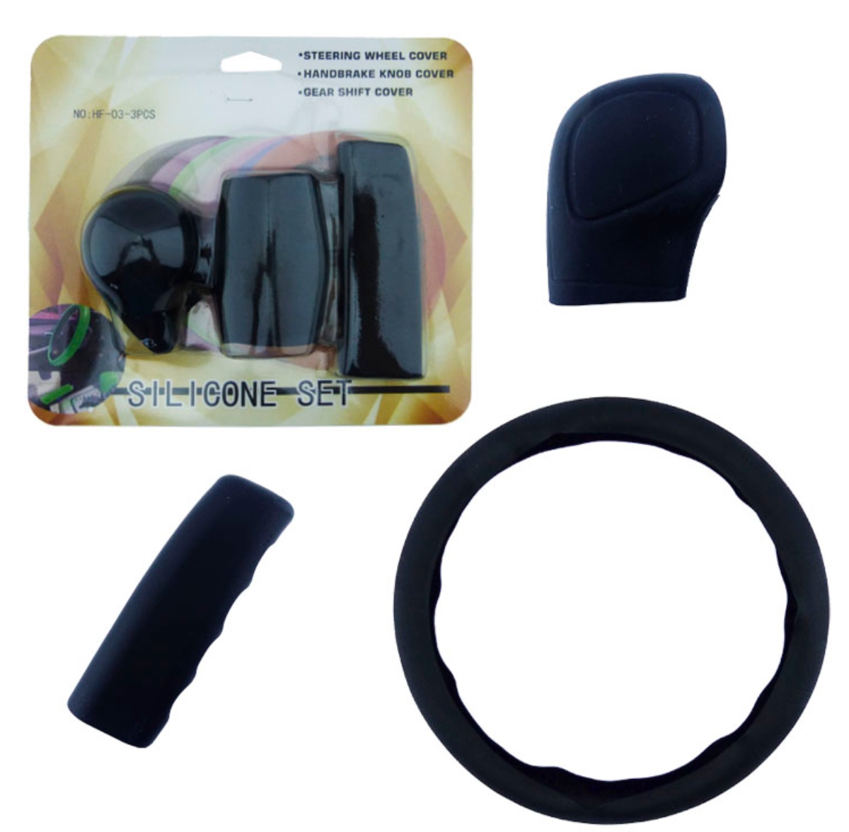 SET 3 PIEZAS CUBRE VOLANTE SILICONA PARA AUTO - 2
