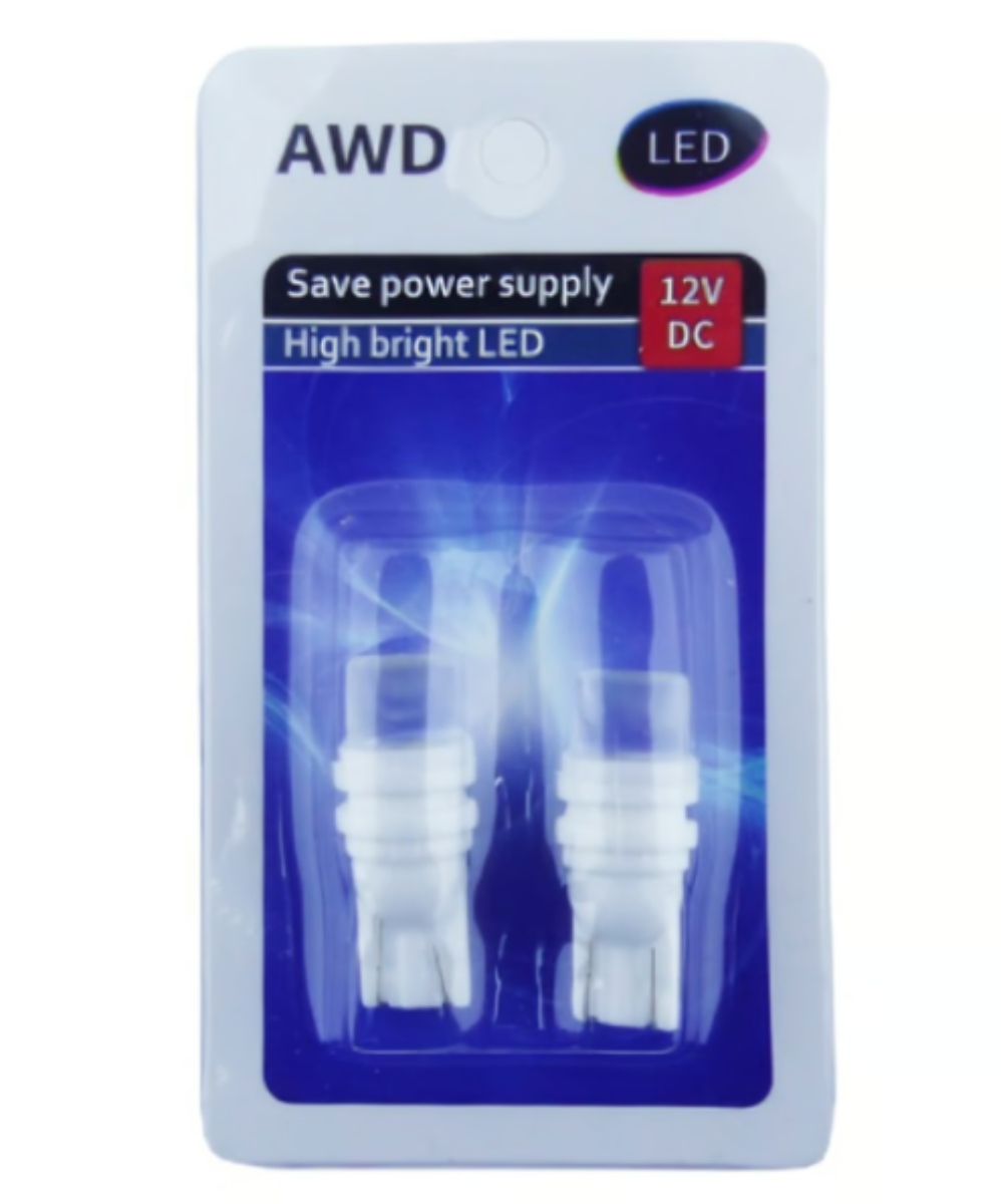 SET 02 PIEZAS LED T-10 CERÁMICA AWD LUZ AZUL 12V PIOJITO - 1