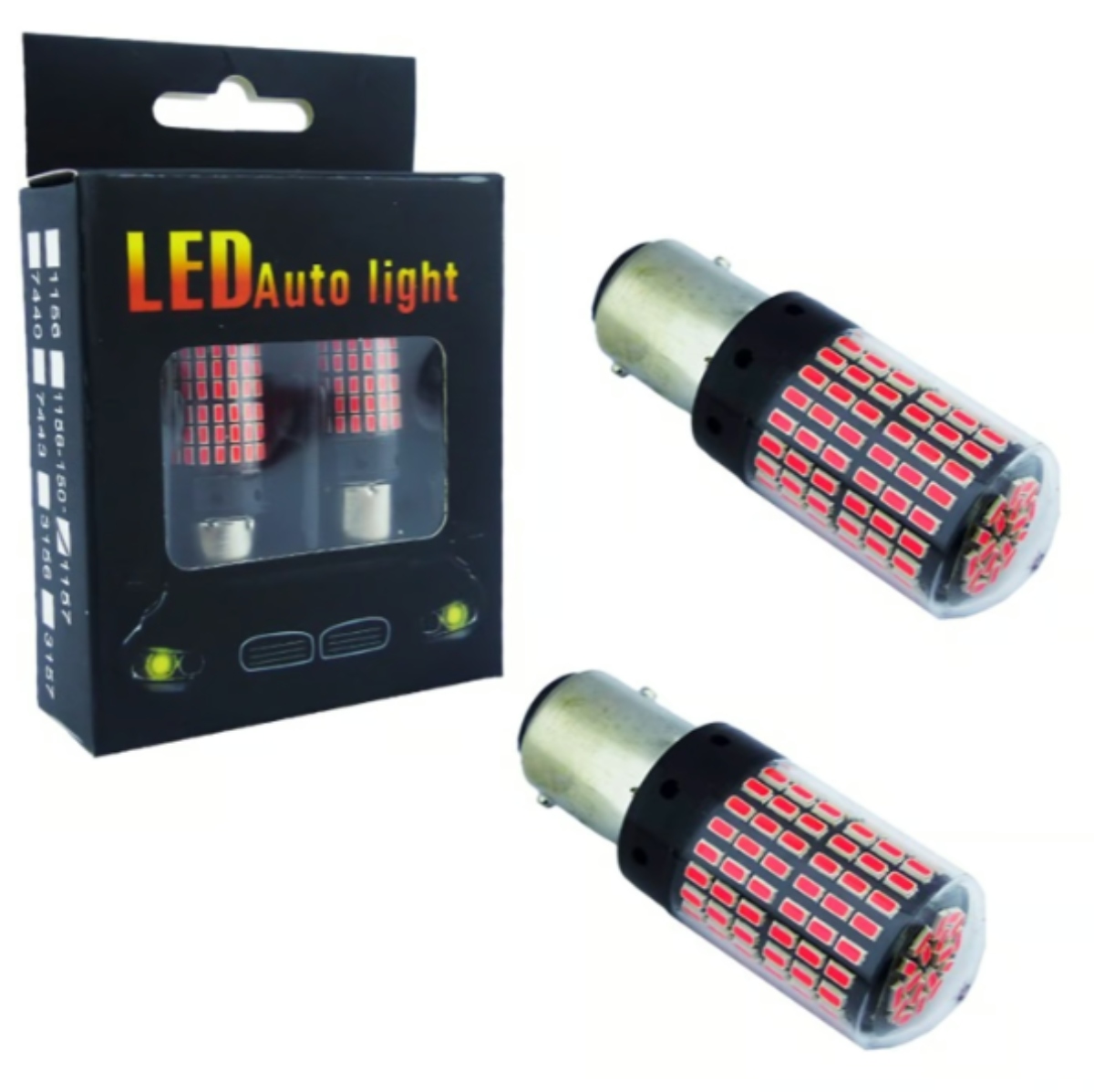 AMPOLLETA 144 LED 2 CONTACTOS LUZ ROJA PARA FRENO DE AUTO - 1