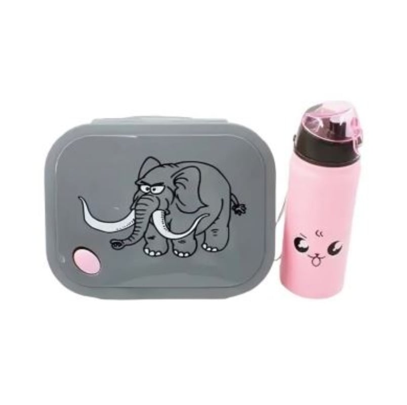 TAPER LONCHERA PARA COMIDA NIÑOS + BOTELLA - ROSADO - 2