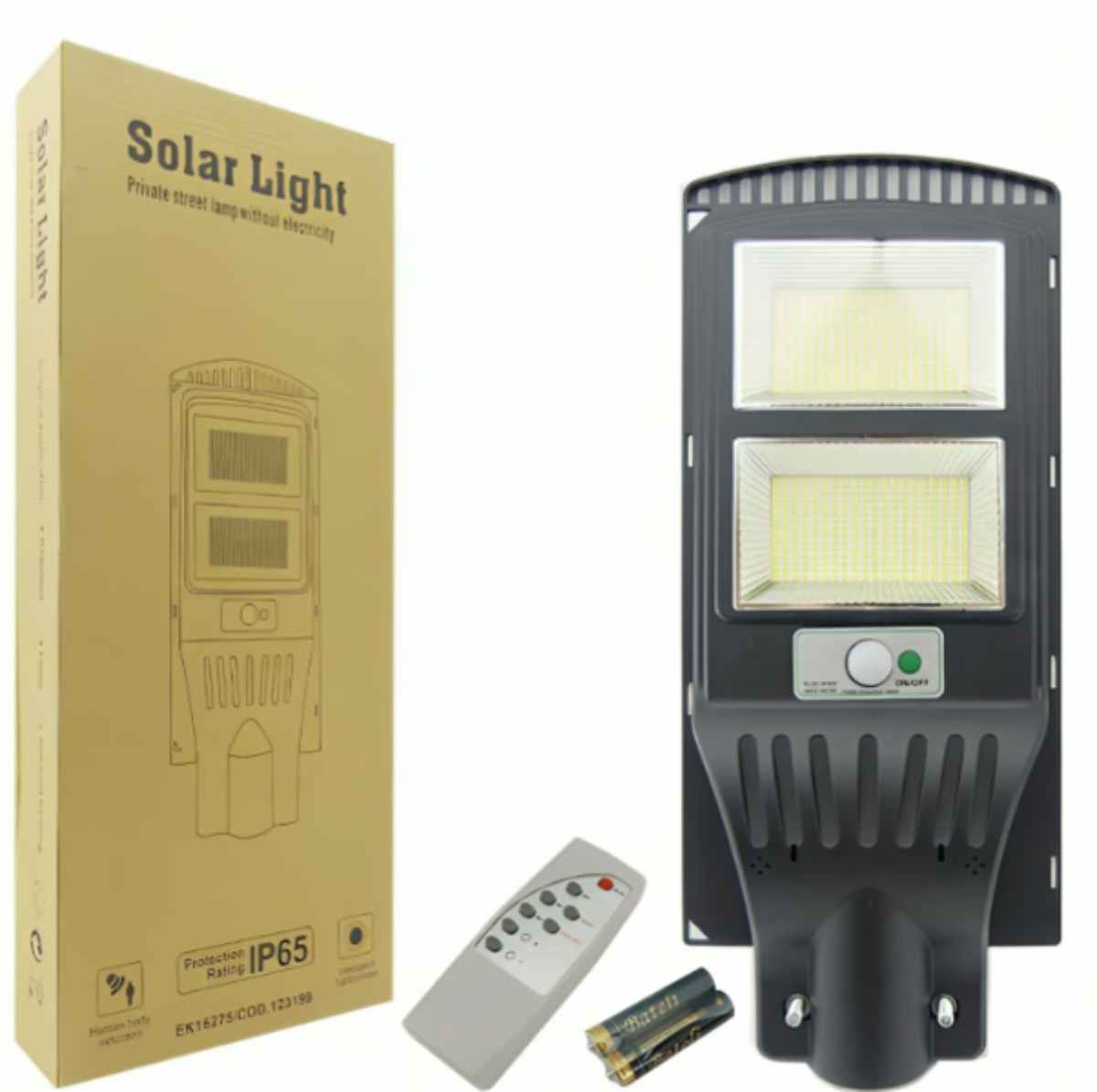 FOCO PARA POSTE SOLAR 300W CON 2 PLACAS 600 LED PVC CON CONTROL - 3