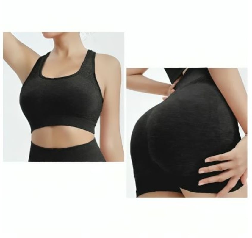 CONJUNTO DEPORTIVO PARA GYM MUJER OEM YOGA PETO Y SHORT LEVANTA GLUTEO - NEGRO - 3