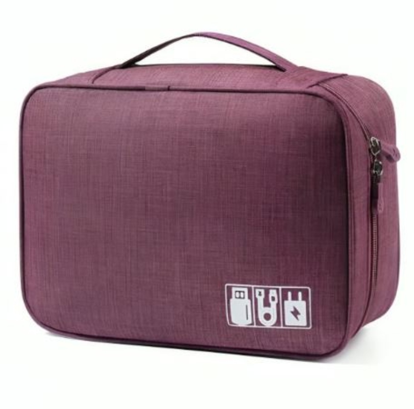 BOLSO ORGANIZADOR DE CABLES Y ACCESORIOS USB VIAJERO - MORADO - 1