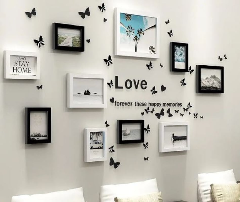 SET MARCOS FOTO DECORATIVO PARED 10 PIEZAS + PEGATINAS - 1