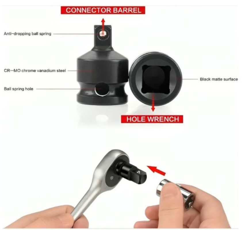 JUEGO DE DADOS ADAPTADOR Y REDUCTOR DE IMPACTO 6 PZAS - 2
