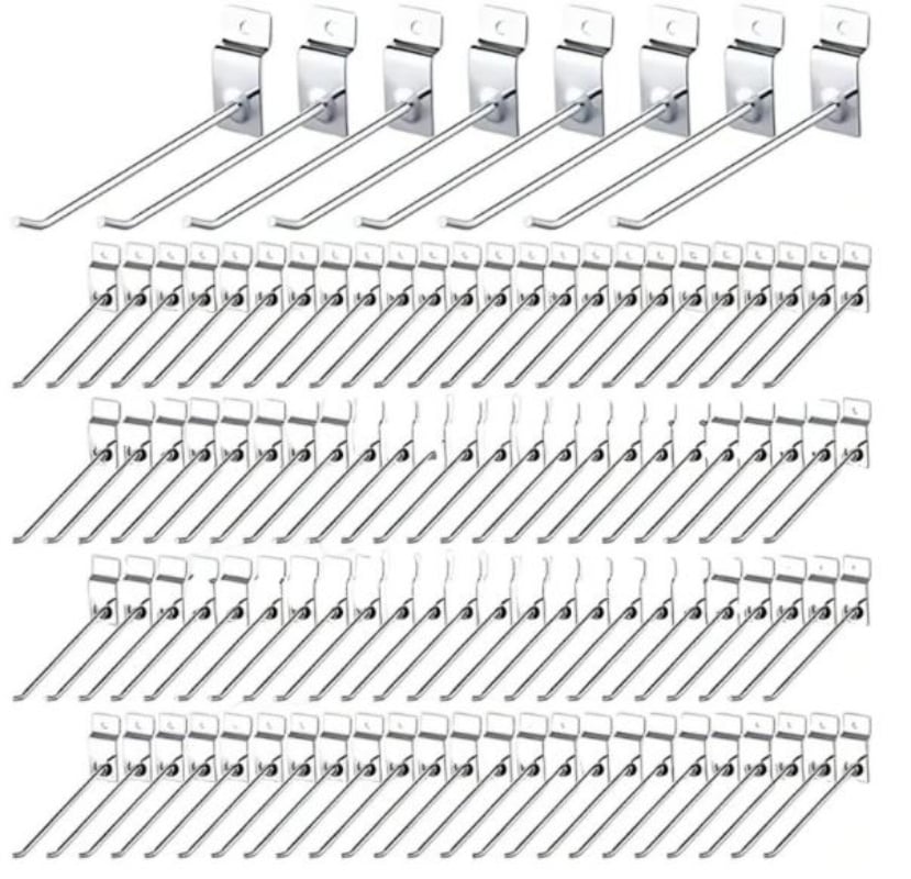 PACK 100 GANCHOS GANCHERAS PANEL RANURADO 15 CM EXHIBIDOR - 2