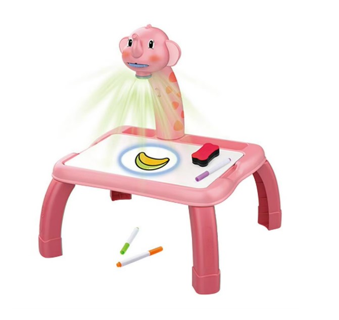 MINI MESA DE ARTE NIÑOS DIBUJO DIDÁCTICA ELEPHANT PROYECTOR ROSA - 1
